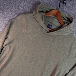 Mens J Crew Hooded Shirt Size M Olive Green Slub Jersey Pullover